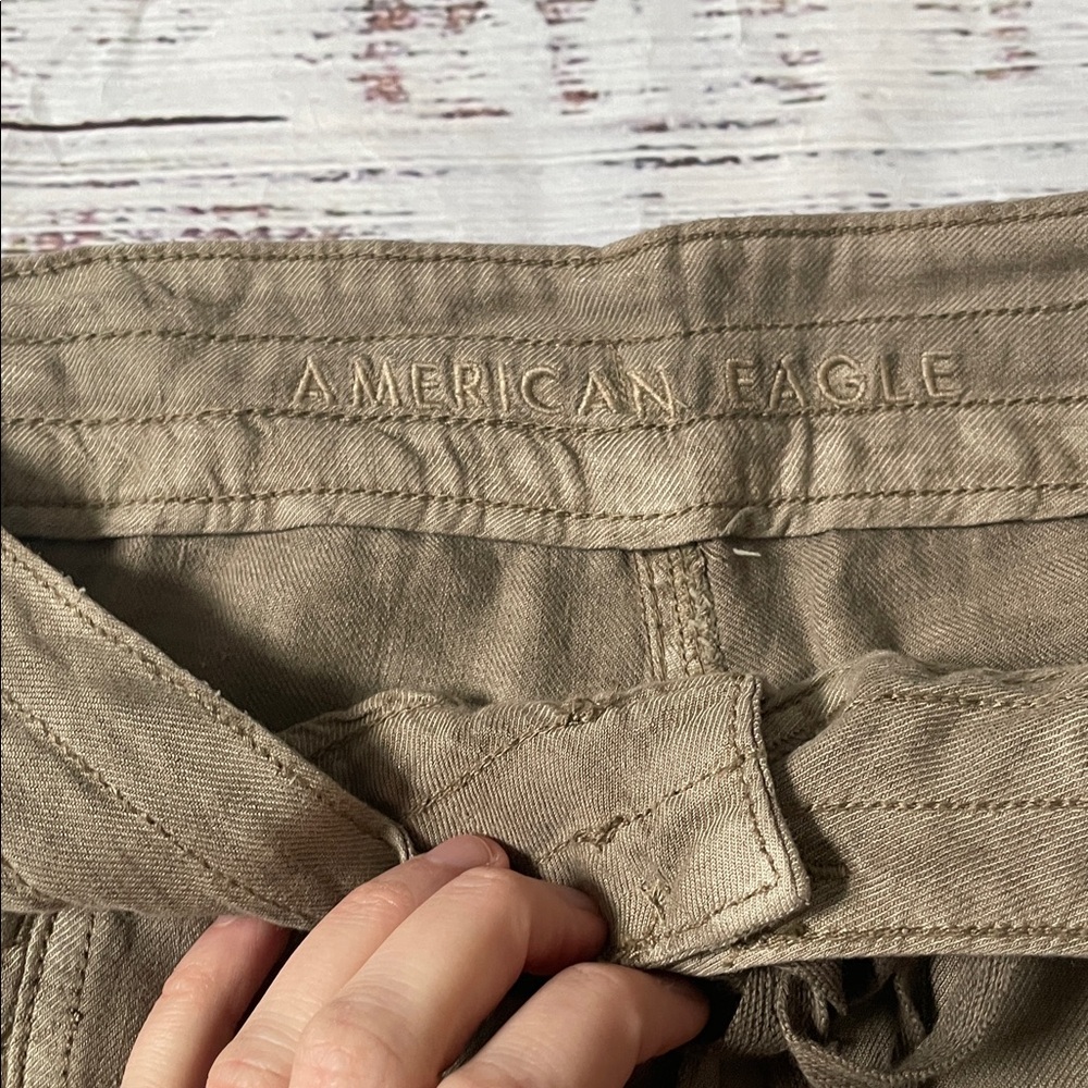 American Eagle Outfitters Linen Cargo Pants - Olive - Picture 5 of 7